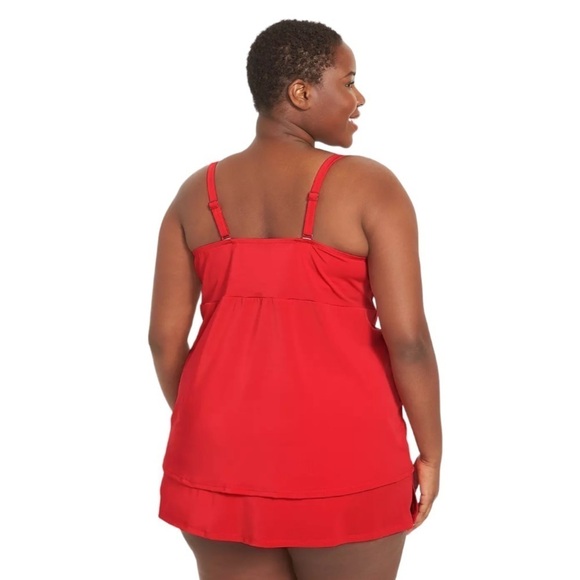 Lane Bryant NWOT Relaxed Underwire Plunge Grommet Tankini Top Goji Berry 38DD - Picture 2 of 2